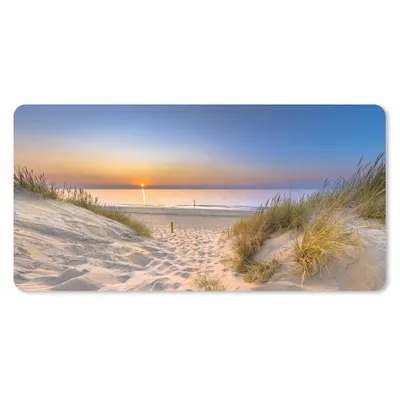 Produktbild von MuchoWow® Schreibtischunterlage Düne - Sonnenuntergang - Horizont - Strand - Gras 80x40 cm - XXL Mauspad - Gaming Mauspad