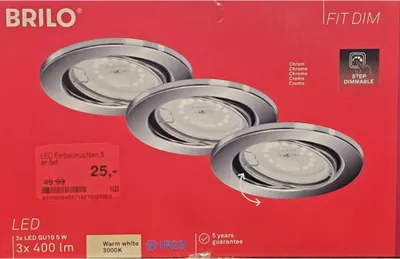 Produktbild von Briloner LED 3er Set Chrom dimmbar Einbaulampen