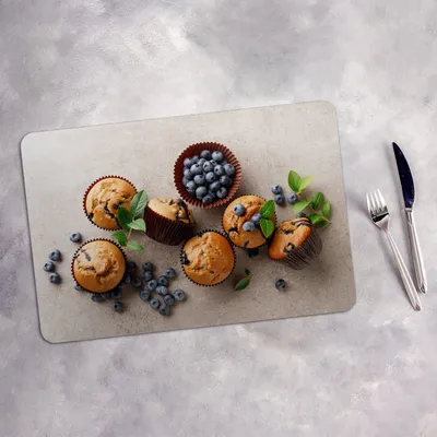 Produktbild von Tischset 4x45x30 cm + 10fi cm Platzset Tischmatte Platzmatte Untersetzer - Blaubeere Muffins