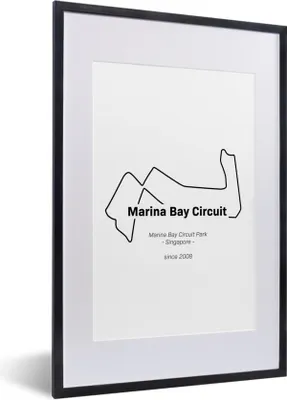Produktbild von MuchoWow® Gerahmtes Poster Formel 1 - Singapur - Rennstrecke 40x60 cm - Poster mit Schwarzem Bilderrahmen Wandposter Rahmen Foto Bilder - Poster in Rahmen