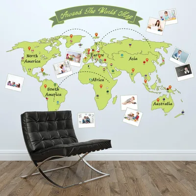 Productafbeelding van Walplus WS12013 Wereldskaart muursticker, groen