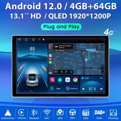 Zdjęcie produktu dla Radio samochodowe Carplay 13.1 "Android12 do AUDI A4 2000-2009 GPS Navi BT SWC RDS WIFI DAB 4+64G RDS DSP USB 2DIN