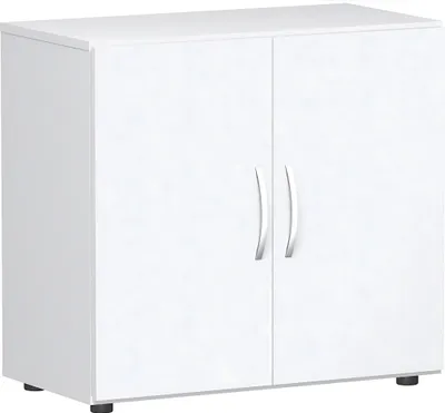 Produktbild von Geramöbel Flügeltürenschrank mit Standfüßen, inkl. Türdämpfer, nicht abschließbar, 800x420x752, Weiß/Weiß, S-382100-WW