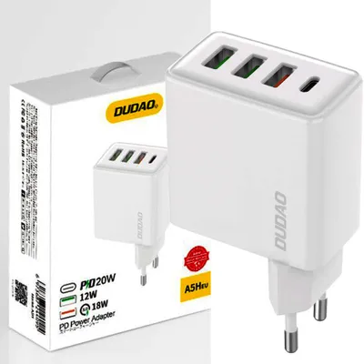 Obrázok produktu pre DUDAO Travel charger Dudao A5HEU 3x USB + USB-C, PD 20W (white)