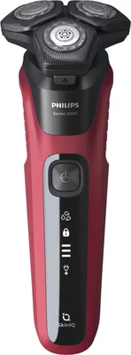 Image de Philips SHAVER Series 5000 S5883/10, rasoir rotatif, noir, rouge, boutons, LED, batterie / USB, 60 min