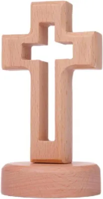 Obrázek produktu pro Dřevěná figurka kříže pro vánoční výzdobu, světlá