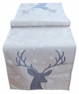 Produktbild von Tischdecke Stickerei Hirsch Winter Weihnachten Dekoration Tischläufer 40 x 140 cm