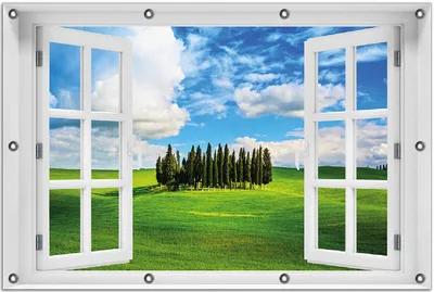 Produktbild von Wallario Outdoor-Poster für Garten oder Balkon 80 x 120 cm: Kleiner Wald inmitten einer weiten Wiese