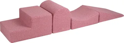 Image de MeowBaby Cours de motricité pour bébés - Module de motricité pour enfants, aire de jeu à 4 éléments 195 x 45 cm, Boucle, Rose