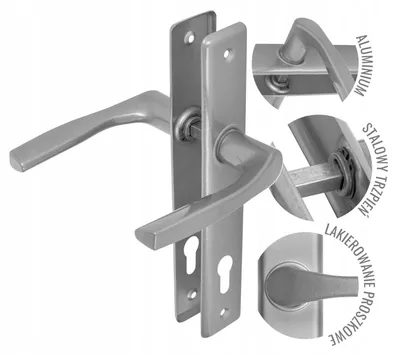 Produktbild von ADGO Türklinke 72mm Zylinder Langschild Aluminium Silber