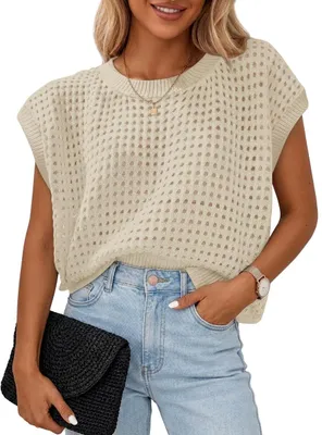 Produktbild von Chicrise Netzoberteil Damen Rundhals Hollow Out Mesh Oberteil Oversize Fledermau