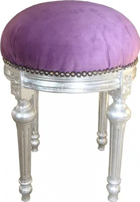 Produktbild von Casa Padrino Barock Sitzhocker - Rundhocker Lila / Silber - Barock Hocker Möbel