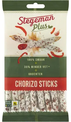 Obrázek produktu pro Stegeman Plus Chorizo Sticks 100 g – pikantní tyčinky bohaté na bílkoviny
