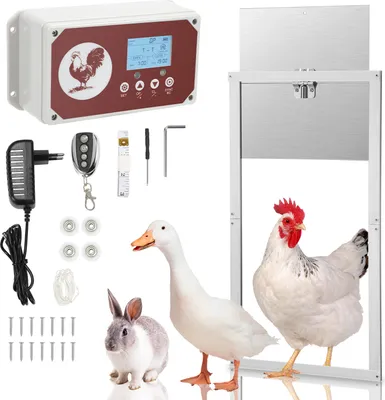 Produktbild von Jopassy 7.8W Automatische Hühnerklappe Hühnertür, 30*30cm Türöffner Hühnerstall mit Timer & Infrarotsensor Design