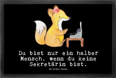 Produktbild von Mr. & Mrs. Panda Schmutzfangmatte Sekretärin Herz 50 x 75 cm - Schwarz - Geschenk, Bodenvorleger, Fussmatte, Schmutzmatte, fußmatte, Schmutzfangteppich