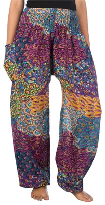 Produktbild von Lofbaz Damen Boho Haremshose Festival Outfit Sommerhose Leicht Yogahose Pumphose
