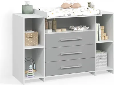 Immagine prodotto di Fasciatoio Livinity Torino Bianco/Grigio XL con cassetti, Model 58929