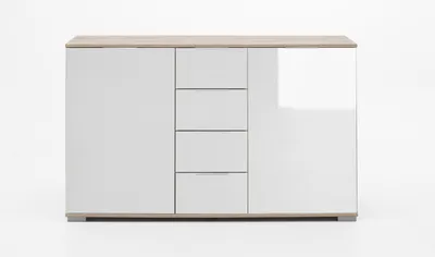Produktbild von Kombikommode "Easy Plus Kommoden" in Eiche-Sägerau mit 4 Schubladen und 2 Türen. Abmessungen (BxHxT) 130x83x41 cm