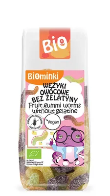 Obrázok produktu pre OVOCNÉ TRUBIČKY BEZ ŽELATÍNY, BEZLEPKOVÉ100 g - BIOMINKI
