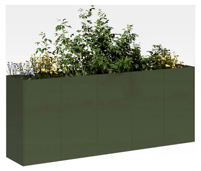 Produktbild von Pflanzkübel Olivgrün 200x40x80 cm aus Kaltgewalztem Stahl für Außenbepflanzung