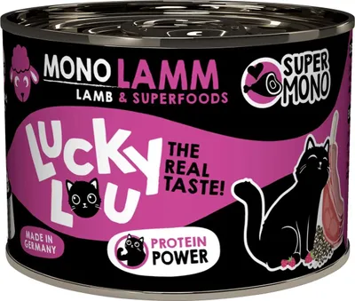 Produktbild von Lucky Lou SuperMono Lamm Katzenfutter Katzennassfutter Nassfutter Katze monoprotein