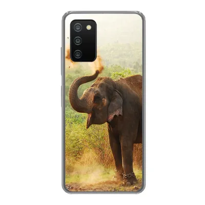 Produktbild von MuchoWow® Handyhülle Schutzhülle Hülle für Samsung Galaxy A03s Elefant - Tiere - Wald - Bäume Silikon Softcase Handy Hülle - Schutz