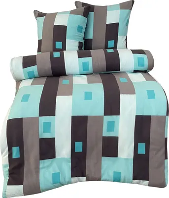Produktbild von Winter Bettwäsche 200x200 cm Kariert türkis grau Flausch Thermofleece Doppelbett