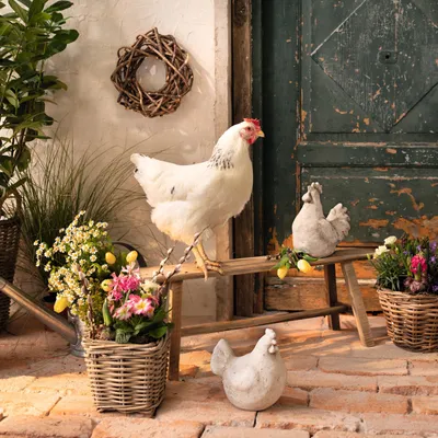 Produktbild von FRANK FLECHTWAREN Figur "Huhn & Hahn", im 2er Set