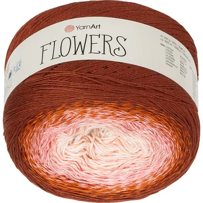 Produktbild von Garn „Flowers“ – 250 g, 1000 m – Braun, Rosa