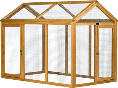 Obrázek produktu pro Dřevěná přístavba k kurníku „Coco“ – 6 slepic – hnědá