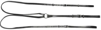 Produktbild von AMKA Dreieckszügel verstellbar, Wienerzügel aus Leder, ideal zum Longieren Pony SCHWARZ, Hilfszügel