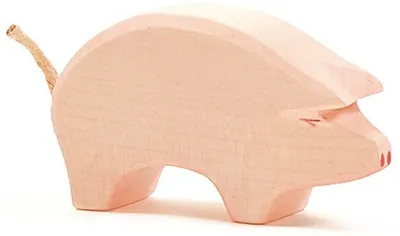 Produktbild von Holzfigur Schwein Rüssel tief