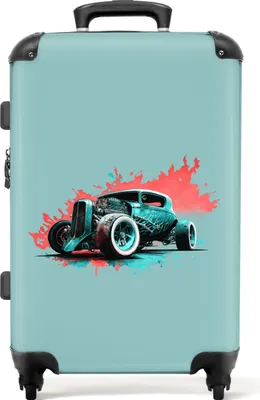 Obrázek produktu pro NoBoringSuitcases.com® Velký kufr - Do auta - Vintage - Barva - Zelená - Kombinovaný zámek TSA - Pevná skořepina na kolečkách - 72 litrů - Cestovní kufr - 66 cmKufr střední 67x43x25 cm, 72L,