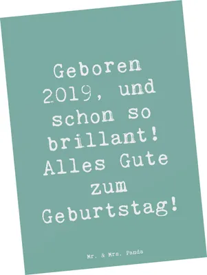 Produktbild von Mr. & Mrs. Panda Postkarte Spruch 2019 Geburtstag - Meeresbrise - Geschenk, Jahr, Ansichtskarte, Geburtsjahr, Geburtstagsgeschenk, Geburtstagsfeier, Happy Birthday, Alter