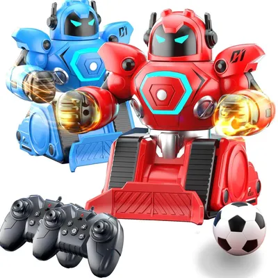 Image de Robots télécommandés pour enfants, robots de combat Kombat, mode duel pour match de football, voiture avec pare-chocs à pulvérisation, sons et lumières LED, jouets pour garçons et filles de 6 ans, rouge