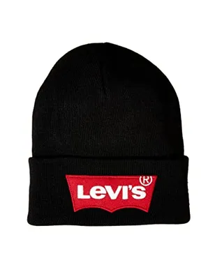 Produktbild von Levi's Herren Oversized Batwing Beanie Strickmütze, Schwarz (Noir Regular Black 59), OS