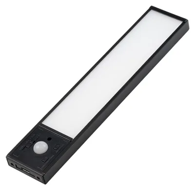 Zdjęcie produktu dla LUXULA – lampka LED do szafki z czujnikiem ruchu, 2,2 W, 70 lm, CCT, IP20, czarna, 20 cm