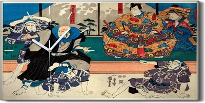 Produktbild von Wandbild Leinwand Bilder Wanduhr 60x30 Malerei Asiatische Traditionelle Kimono - weiße Hände
