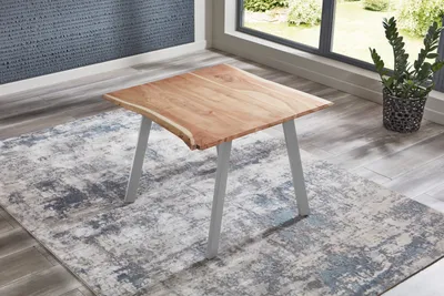 Produktbild von Esstisch Baumkante massiv Akazie Natur 90 x 90 silber Laxmi