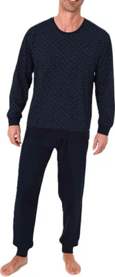 Produktbild von Normann Herren Schlafanzug langarm Pyjama mit Bündchen in zeitloser Minimal Print Optik ; grün , 56