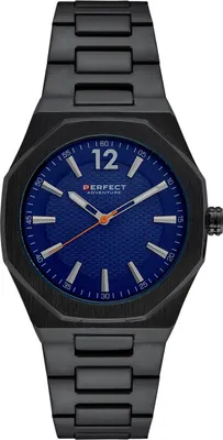 Produktbild von Herrenuhr klassisch Stahl Quarzwerk PF00978 Schwarz Marineblau 30m wasserdicht Mineralglas