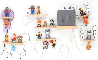 Produktbild von BOARTI Kinderregal Tier Pferd | hängend für Toniebox und Tonie Figuren | platzsparendes Regal | H. 43 x B. 68 x T. 19 | Wandregal Musikbox Figuren Aufbewahrung mit Magneteinsätzen | Aufbewahrungsregal Holz