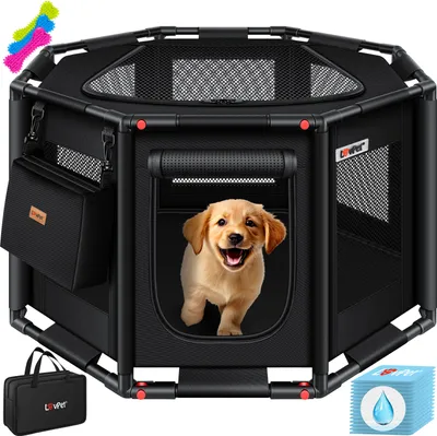 Produktbild von LOVPET® Welpenlaufstall für drinnen & draußen Welpenauslauf Hundekäfig Oxford-Gewebe | Tierlaufstall für Kleintiere Hunde Katzen | Hundelaufstall Freigehege Rahmen aus PVC-Rohren