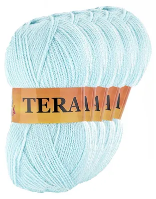 5 x 100g Strickgarn TERA Uni 222 eisblau
