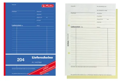 Produktbild von Herlitz 1932839 Lieferschein-Buch A5 204 2x40 Blatt, selbstdurchschreibend, 4er Packung (1, Lieferschein-Buch | 4er Pack)