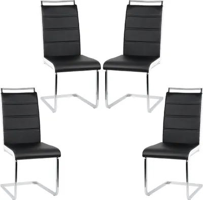 Produktbild von 4er Set Esszimmerstühle Stühle  Freischwinger Stühle Bow Esstischstuhl Küchenstuhl Barstuhl - hohe Rückenlehne, Schwarz+weiß