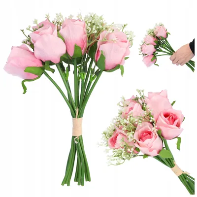 Obrázek produktu pro Umělé růže růžový buket 28 cm dekorace