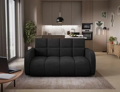 Produktbild von Krudox DEVER 2-Sitzer Sofa 154x83x103 cm - Schwarz Schlafsofa mit Bettkasten - Sofa mit Schlaffunktion 131x203 cm - Stoff Poco 10