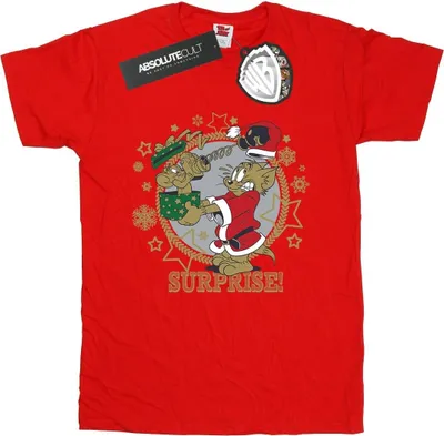 Produktbild von Tom And Jerry - "Christmas Surprise" T-Shirt für Damen BI46261 (XXL) (Rot)