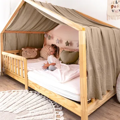 Produktbild von Himmel für Hausbett Gold aus Musselin - 320, 360 oder 420 cm